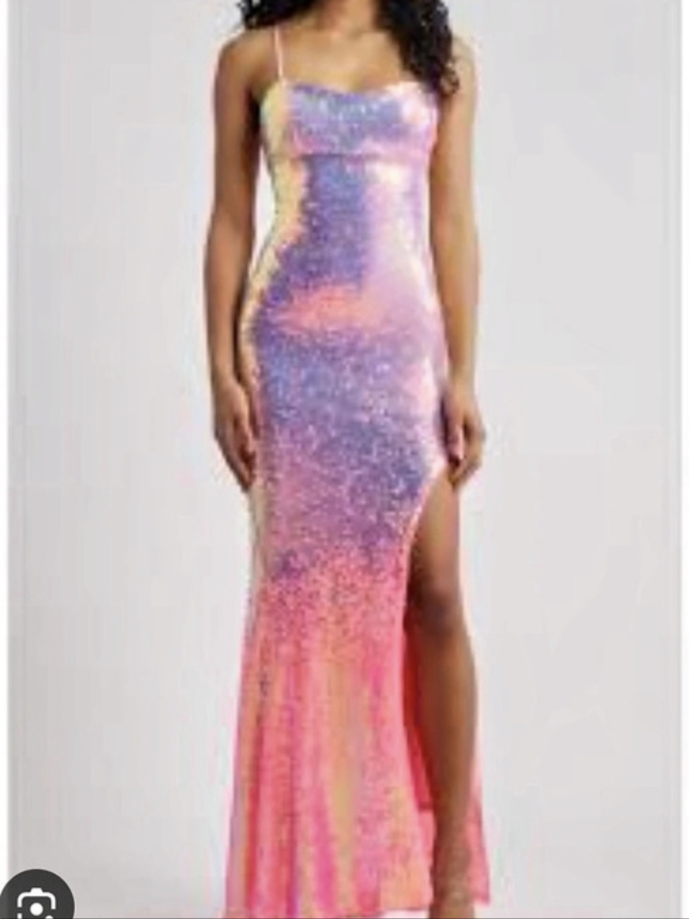 Jump Apparel Ombré Sequin Lace-Up Back Gown Pink & Purple Size 11/12